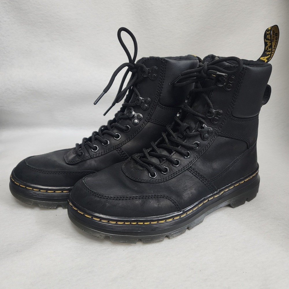 Dr. Martens Combs Tech Unisex M9/L10 Utility Boots Black Leather Lace Up Ankle